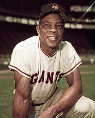 Willie Mays Kneeling on Ground