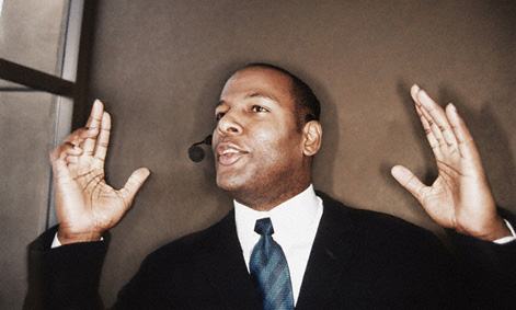 businessman at woods recruiting