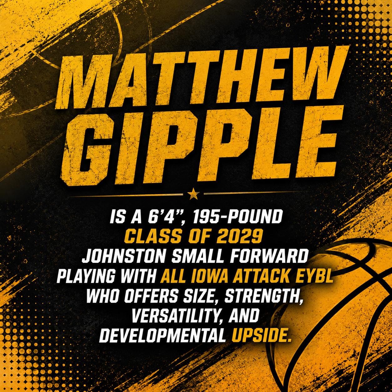 Matthew Gipple Scouting Report 2029 Johnston Forward